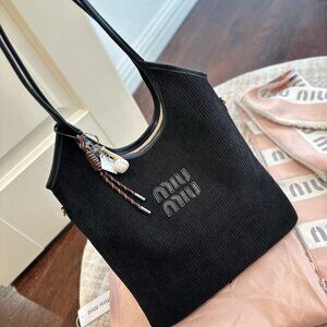 Miu Miu Ivy Suede Bag Black
